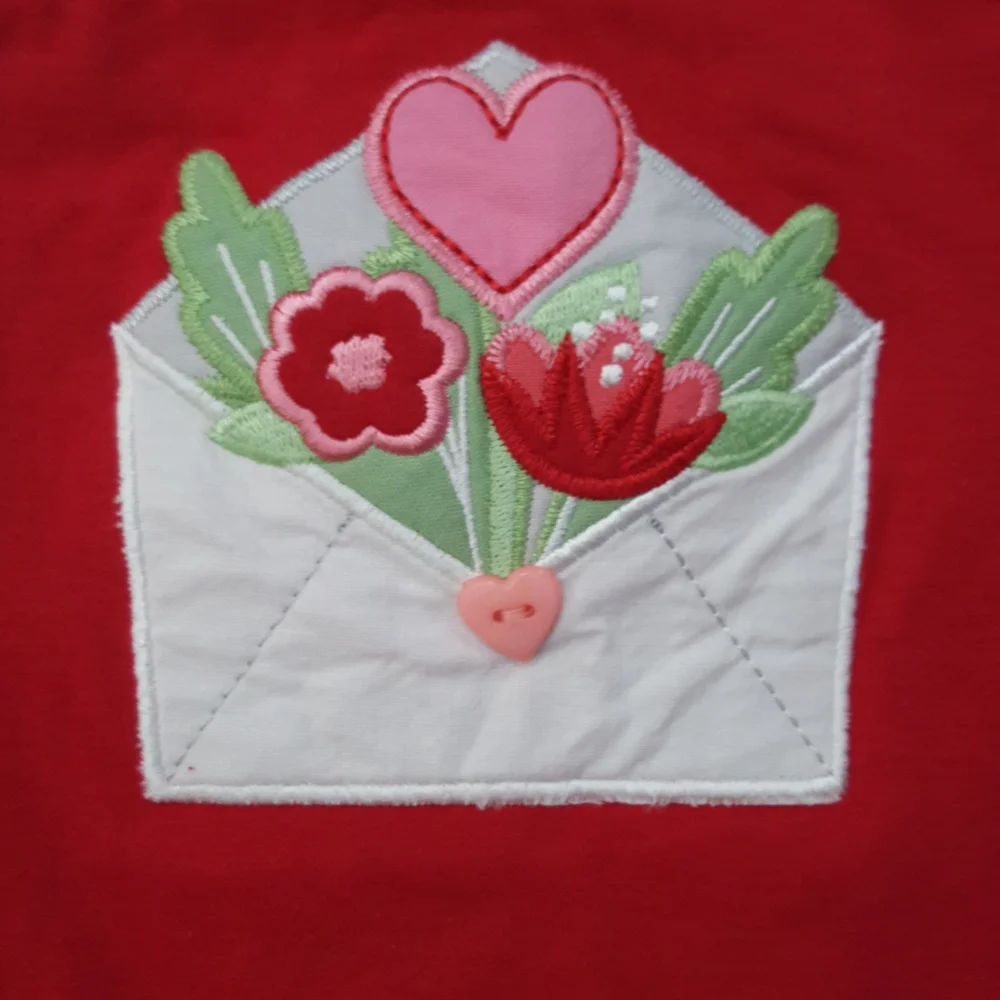 Ricrac and Ruffles Love Letters Valentine's Day girls long sleeved romper - Picture 7 of 9